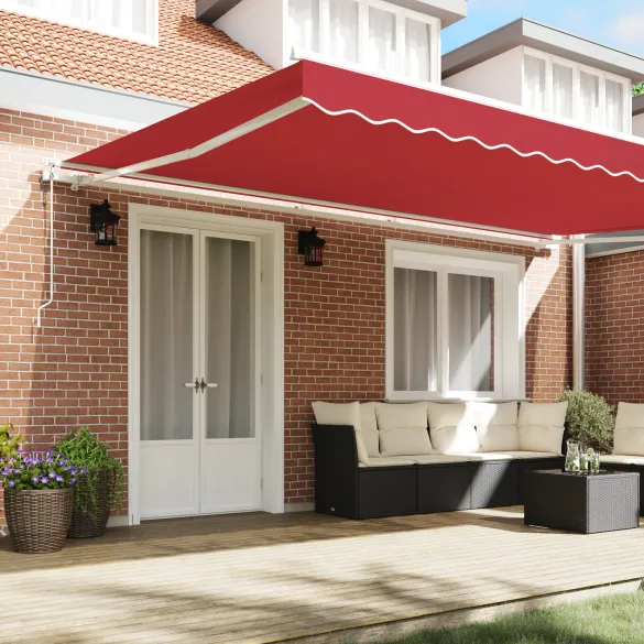 Marchiză Retractabilă Roșie 500x300 cm - Umbră Exterioară