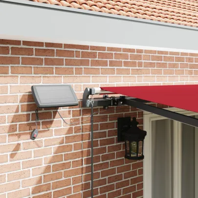 Marchiză Manuală Retractabilă cu LED Roșie 5x3 m | vidaXL
