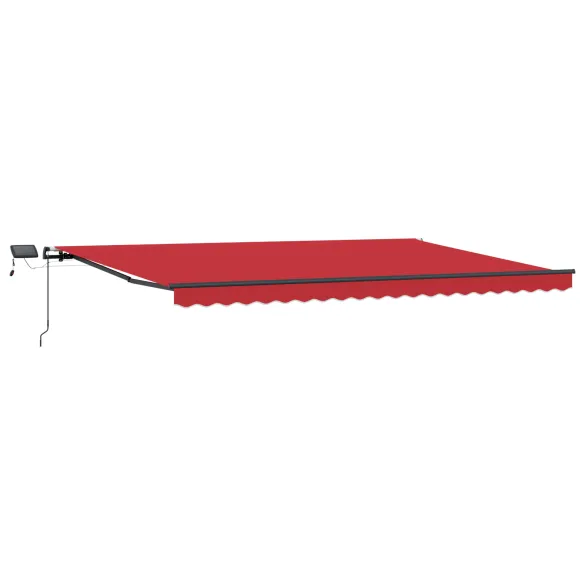 Marchiză Manuală Retractabilă cu LED Roșie 5x3 m | vidaXL