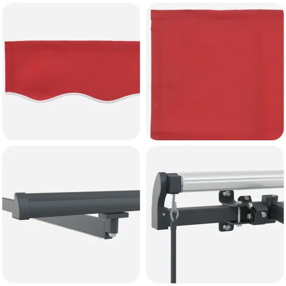 Marchiză Manuală Retractabilă cu LED Roșie 5x3 m | vidaXL