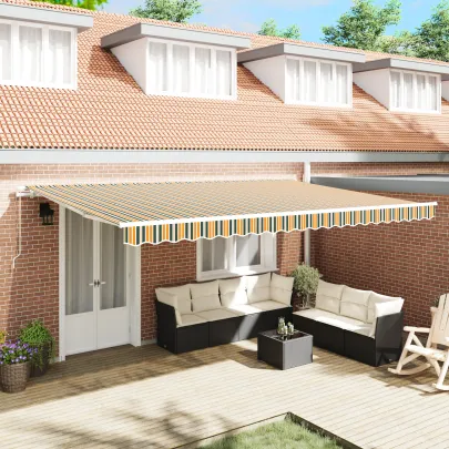 Marciză Manuală Retractabilă Verde-Galben 5x3 m - Ușoară și Rezistentă