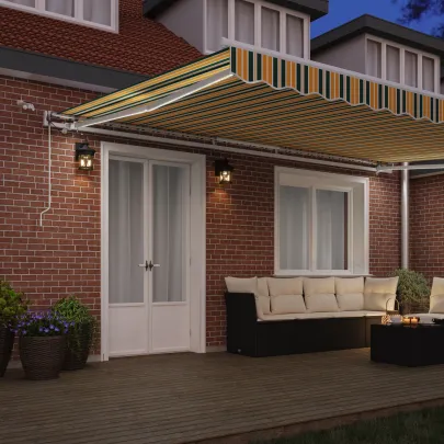 Marchiză Automată Retractabilă LED Verde-Galben 5x3m