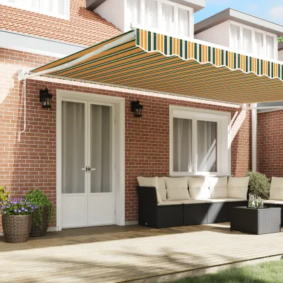 Cort Retractabil Automat 5x3m - Verde/Galben | Material Rezistent