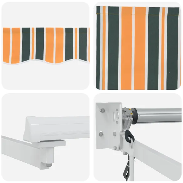 Cort Retractabil Automat 5x3m - Verde/Galben | Material Rezistent