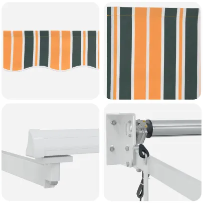 Cort Retractabil Automat 5x3m - Verde/Galben | Material Rezistent