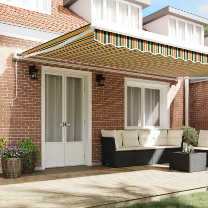 Marchiză Automată Retractabilă 5x3 m - Verde și Galben | vidaXL
