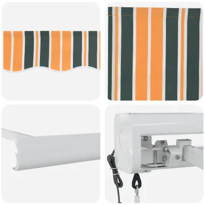 Marchiză Automată Retractabilă 5x3 m - Verde și Galben | vidaXL