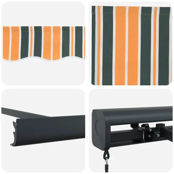 Marchiză Manuală Retractabilă 5x3m Verde-Galben | vidaXL
