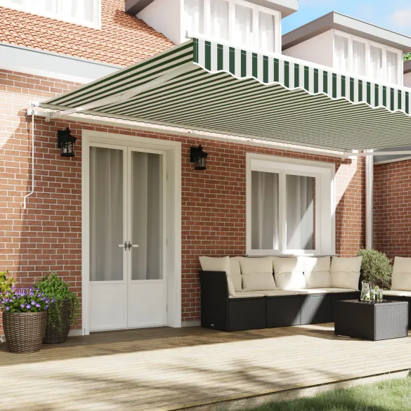 Marchiză Automată Verde-Albă 5x3m - Umbră Exterioară