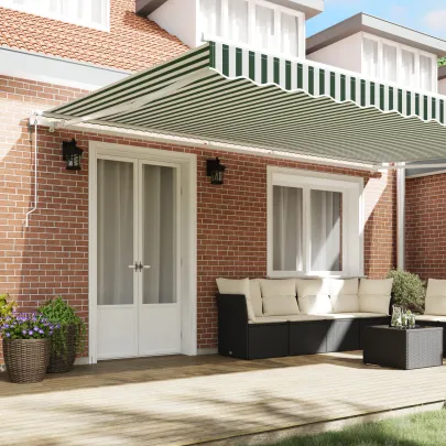 Marchiză Automată Verde-Albă 5x3m - Umbră Exterioară