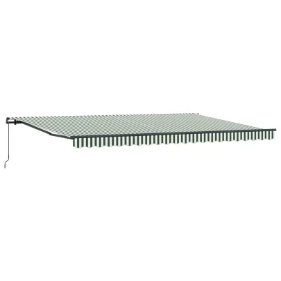 Marchiză manuală retractabilă verde-albă 500x300 cm