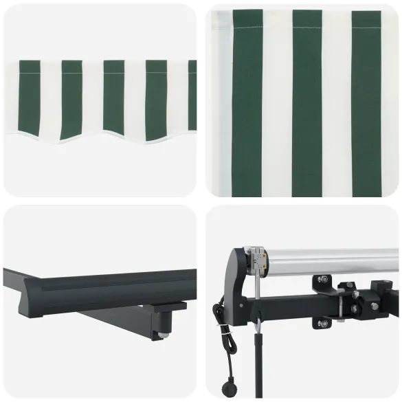 Terasă Retractabilă Automată Verde-Alb 500x300 cm | vidaXL