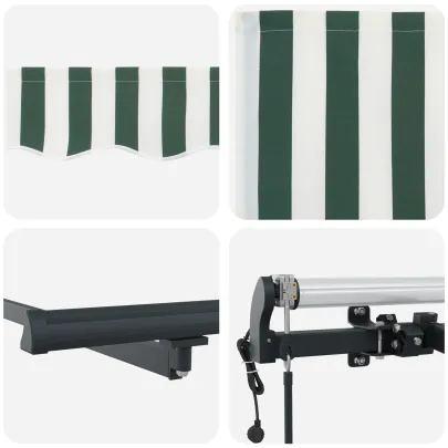 Terasă Retractabilă Automată Verde-Alb 500x300 cm | vidaXL