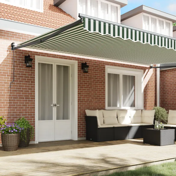 Marchiză retractabilă verde-alb 500x300 cm - Ușor de instalat