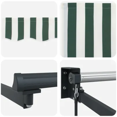Marchiză retractabilă verde-alb 500x300 cm - Ușor de instalat