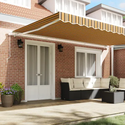 Marchiză Exterior Retractabilă Dungi 500x350 cm - vidaXL