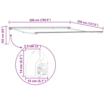 Marchiză Exterior Retractabilă Dungi 500x350 cm - vidaXL