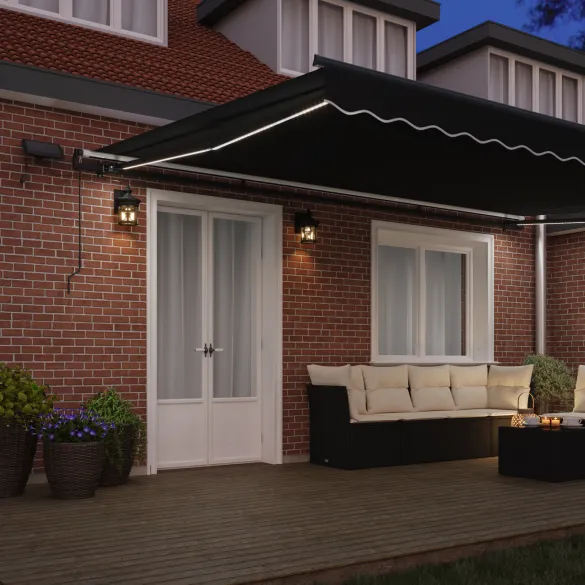 Marchiză Manuală Retractabilă cu LED 5x3.5m | vidaXL