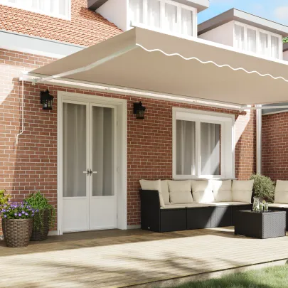 Marchiză Retractabilă Bej 5x3,5 m - Material Umbrar Exterior