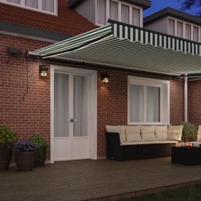 Marchiză retractabilă manuală cu LED verde și alb 500x350 cm