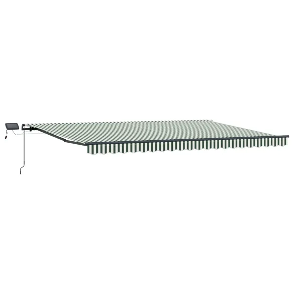 Marchiză retractabilă manuală cu LED verde și alb 500x350 cm