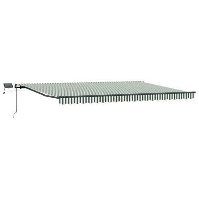 Marchiză retractabilă manuală cu LED verde și alb 500x350 cm
