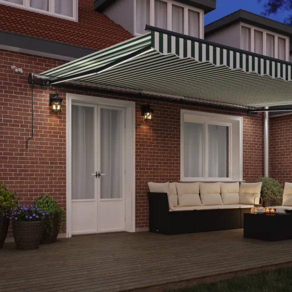 Marchiză Automată cu LED 500x350cm - Material Poliester | vidaXL
