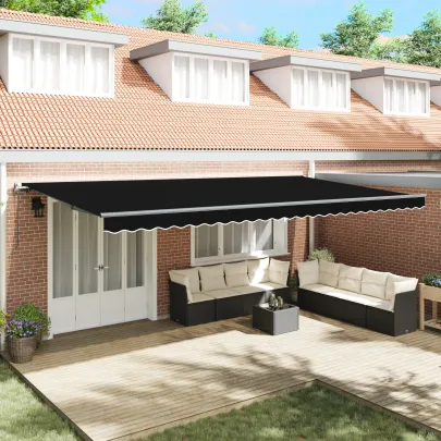 Marchiză retractabilă automată neagră 600x300 cm - vidaXL