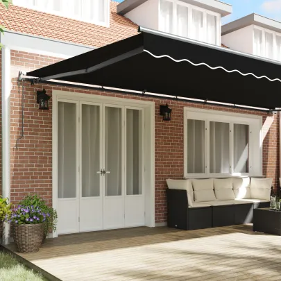 Marchiză retractabilă automată neagră 600x300 cm - vidaXL
