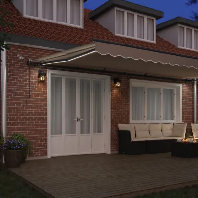 Material Marchiză Automată LED Bej 6x3 m | VidaXL