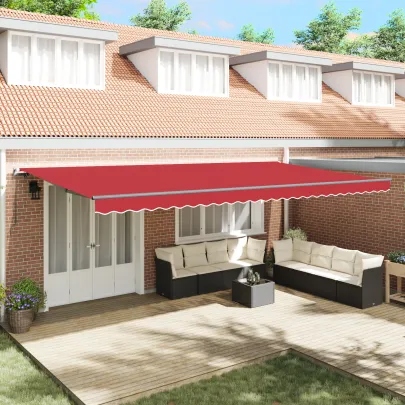 Marchiză Retractabilă Manuală Roșie 6x3 m - Umbră Exterioară