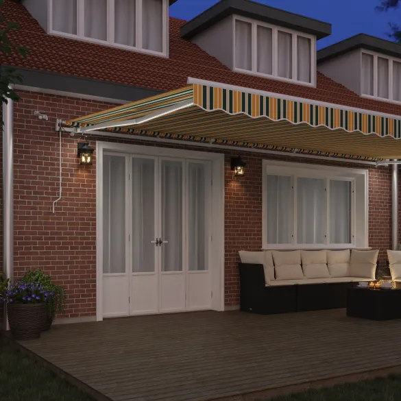 Marchiză Automată Retractabilă cu LED 6x3m - Verde/Galben