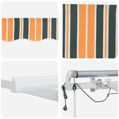 Marchiză Automată Retractabilă cu LED 6x3m - Verde/Galben