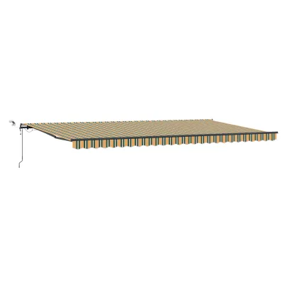 Markiză retractabilă automată cu LED 6x3m - Verde/galben