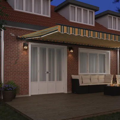 Markiză retractabilă automată cu LED 6x3m - Verde/galben