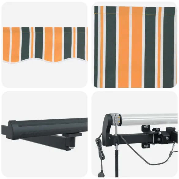 Markiză retractabilă automată cu LED 6x3m - Verde/galben