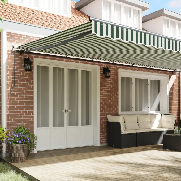 Marchiză Exterior Retractabilă Verde-Albă 600x300 cm