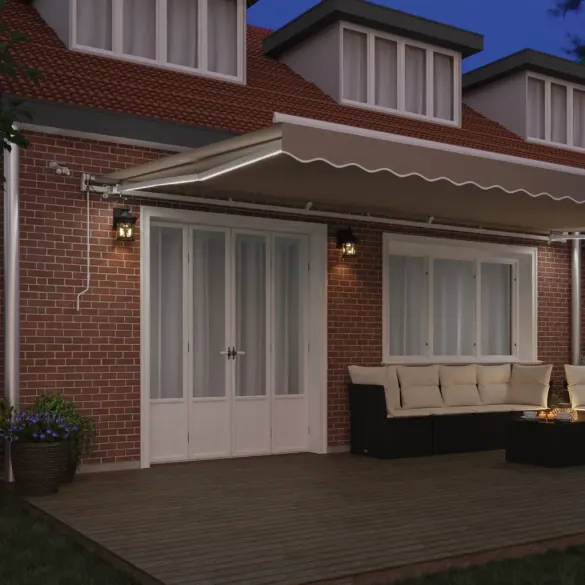 Marchiză Retractabilă Automată cu LED Bej 600x350 cm
