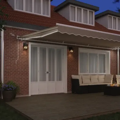 Marchiză Retractabilă Automată cu LED Bej 600x350 cm