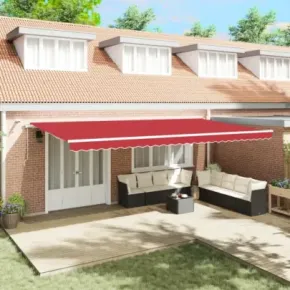 Marchiză Automată cu LED Roșie 600x350 cm | vidaXL