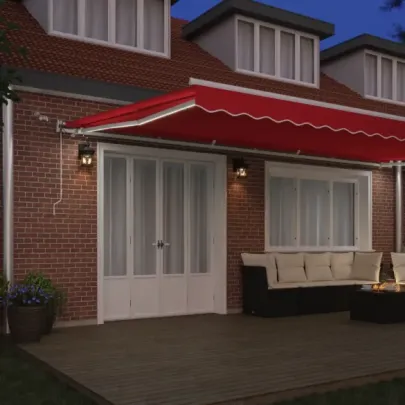 Marchiză Automată cu LED Roșie 600x350 cm | vidaXL