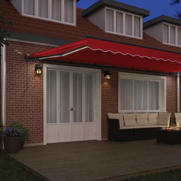 Marchiză Automată cu LED Roșie 6x3.5m - vidaXL