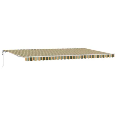 Marchiză Retractabilă Automată 6x3.5 m Verde-Galben | vidaXL