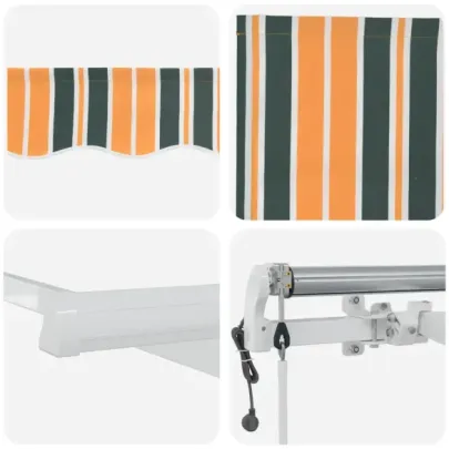 Marchiză Retractabilă Automată 6x3.5 m Verde-Galben | vidaXL