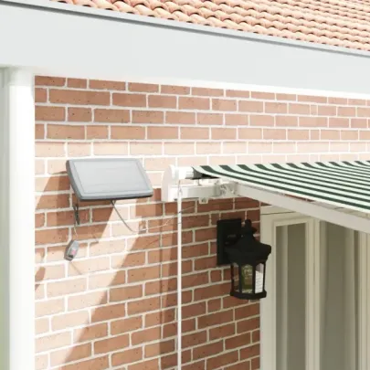 Marchiză retractabilă manuală cu LED verde-alb 600x350 cm