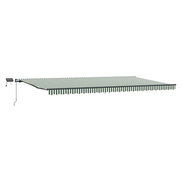Marchiză Retractabilă Manuală cu LED 600x350 cm - Verde-Alb