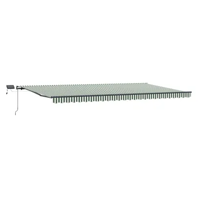 Marchiză Retractabilă Manuală cu LED 600x350 cm - Verde-Alb