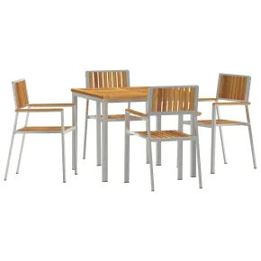 Set Masă Grădină Lemn Acacia 5 Piese - Masă Exterior 90x90 cm 2
