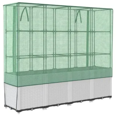 Strat Înălțat cu Seră Ratan - Cultivă Legume și Ierburi