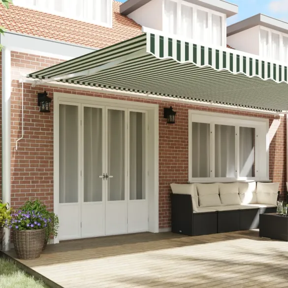 Material Marchiză 6x3 m Verde-Alb | vidaXL